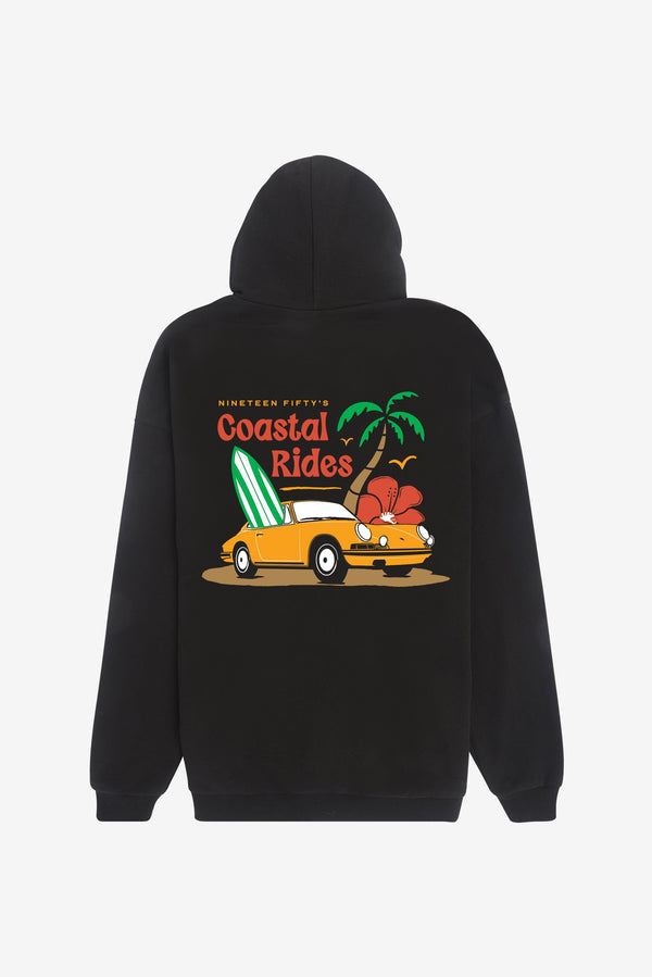Coastal Drive Oversized Hoodie - Black
