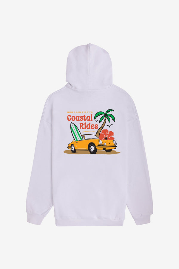 Coastal Drive Oversized Hoodie - White